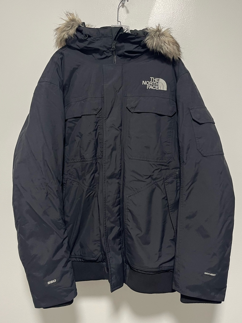 The North Face Gotham Jacket III 550 Down Fill Puffer Jacket Fur Trim Black XL